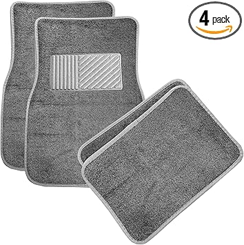 4PCS Car Floor Mats, Anti-Slip Waterproof Car Carpets with Safety Heel Pad, Heavy Duty Floor Mat for All Weather Protection, Universal Trim to Fit for Sedans Trucks SUVs (Gray)